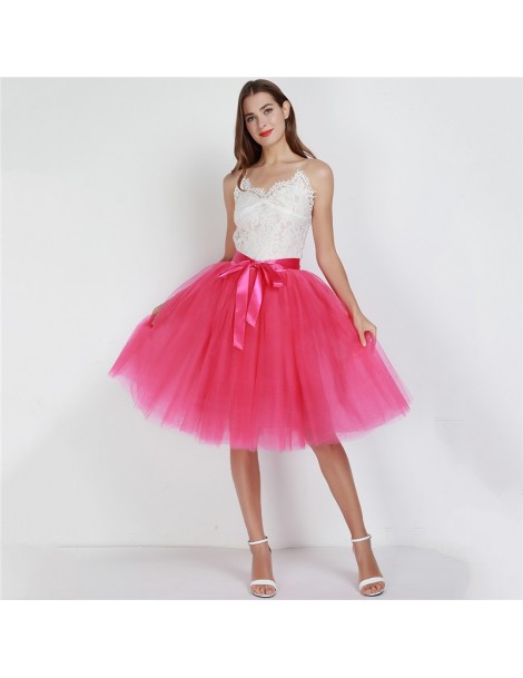 Skirts 6Layers 65cm Fashion Tulle Skirt Pleated Tutu Skirts Womens Lolita Petticoat Bridesmaids Vintage Midi Skirt Jupe Saias...