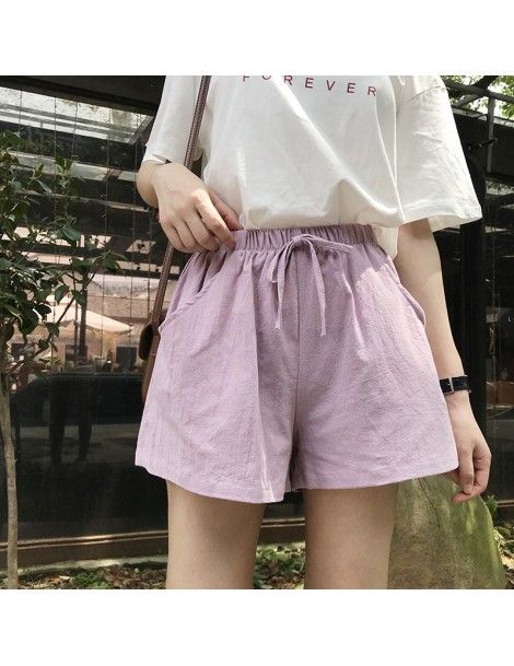 Shorts Summer New High Waist Short Pants Loose Korean Version Of The Thin Casual Cotton And Linen Solid Color Shorts Pants - ...