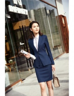 Skirt Suits Fashion Striped Uniform Styles Blazers Suits With 2 Pieces Tops And Skirt For Ladies Business Women Formal Work W...