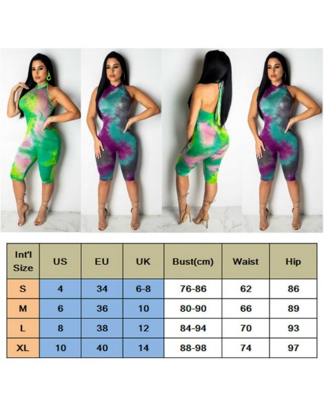 Rompers Women Boho Sleeveless Halter Bodycon Clubwear Playsuit Backless Party Sexy Print Short Jumpsuit - Purple - 330170730...