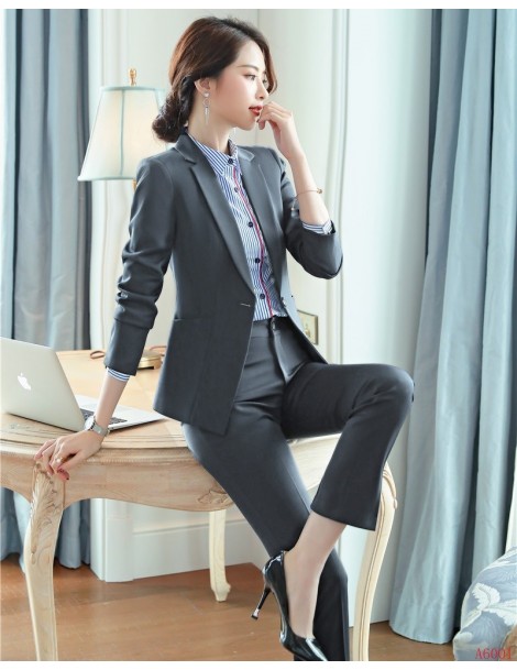 Elegant Black Pant Suits Women Business Work Jacket Trousers