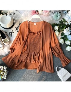 Blouses & Shirts Chiffon Women Blouse Summer 2019 New Slash Neck Flare Sleeve Blusa Loose Sunscreen Shirts+Slim Waist Camis 4...