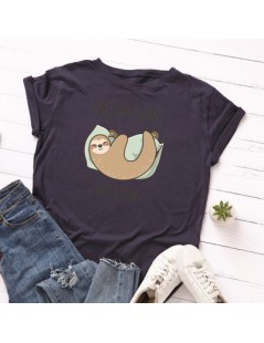 T-Shirts Funny Sleepy Sloth Women T-shirt New Large Size Animal Basic Tops Loose Cute Cartoon Tees Summer Cotton Print t shir...