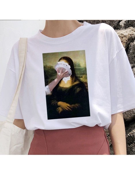 T-Shirts mona lisa t shirt women female streetwear dog korean harajuku funny tshirt Graphic ulzzang grunge t-shirt femme Casu...