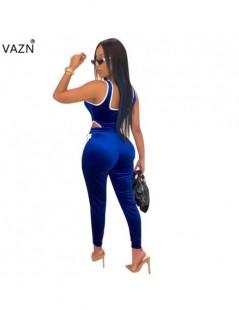 Women's Sets New product 2019 summer sexy lady 2-piece blue long set waistcoat bodysuit long pants set lady special design se...