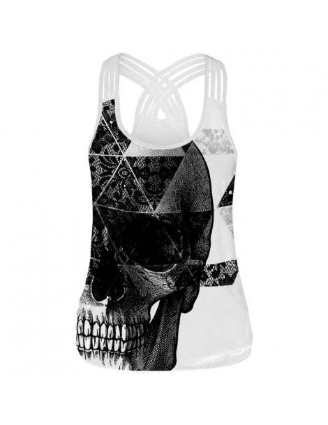 Tank Tops Tank Top Women Sleeveless Skull 3d Printed Tees Satin Top Fitness Casual Workout Tops Sexy Breathable Summer Vest B...