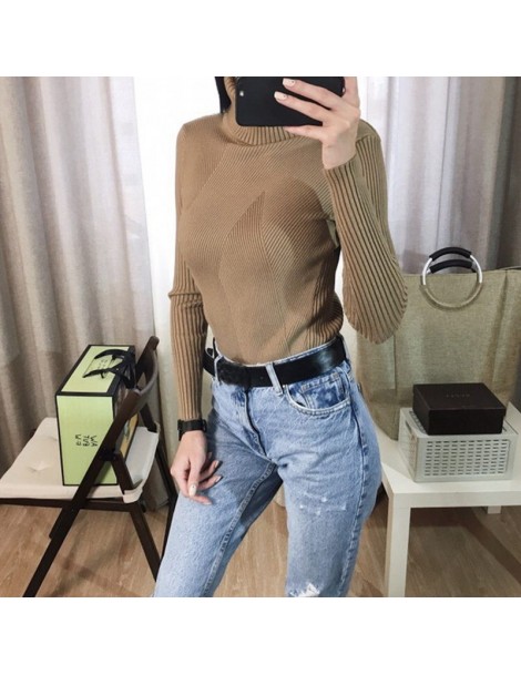 Pullovers Turtleneck Women Sweater Autumn Winter Thick Female Jumper Geometric Pullover Christmas Sweaters Long Sleeve Pull F...