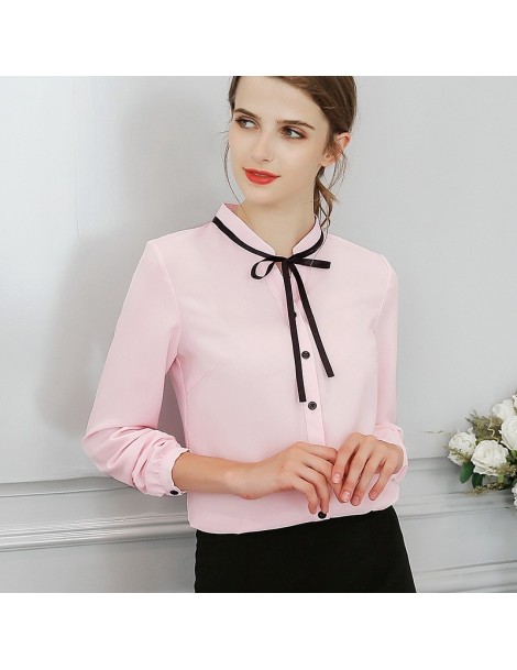 Blouses & Shirts Women Blouses Autumn Tops Office Ladies Chiffon Blouse Long Sleeve Bow Slim White Shirt Bodycon Work Shirts ...