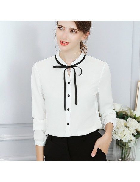 Blouses & Shirts Women Blouses Autumn Tops Office Ladies Chiffon Blouse Long Sleeve Bow Slim White Shirt Bodycon Work Shirts ...