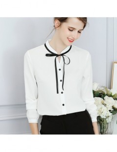 Blouses & Shirts Women Blouses Autumn Tops Office Ladies Chiffon Blouse Long Sleeve Bow Slim White Shirt Bodycon Work Shirts ...