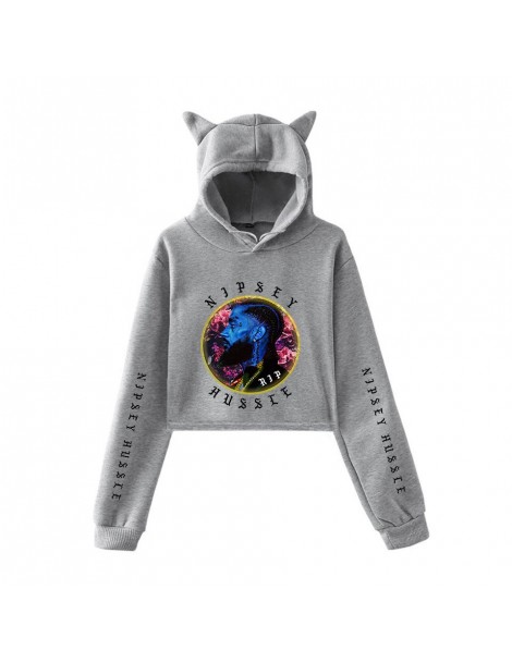 Hoodies & Sweatshirts Nipsey Hussle Cat Ear Hoodies Sweatshirt Sexy Navel Occident Idol comfortable Casual Women cool Navel H...