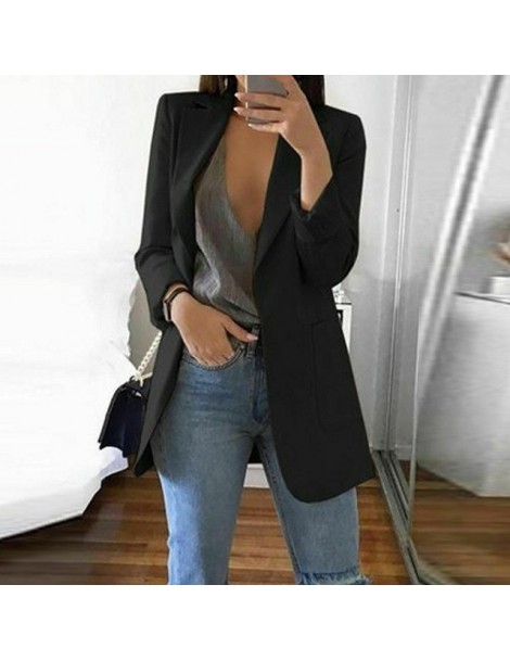 Blazers New Women Casual Long Sleeve Coat Suit Office Ladies Slim Cardigan Tops Blazer Jacket Outwear - Black - 4S4132472467-...