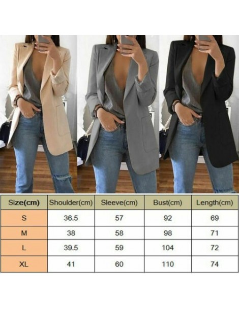 Blazers New Women Casual Long Sleeve Coat Suit Office Ladies Slim Cardigan Tops Blazer Jacket Outwear - Black - 4S4132472467-...