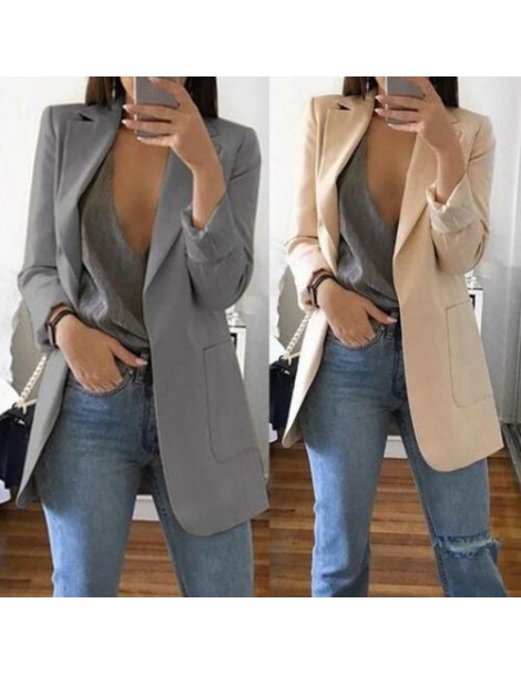 Blazers New Women Casual Long Sleeve Coat Suit Office Ladies Slim Cardigan Tops Blazer Jacket Outwear - Black - 4S4132472467-...