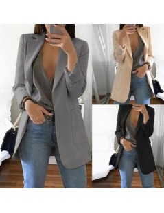 Blazers New Women Casual Long Sleeve Coat Suit Office Ladies Slim Cardigan Tops Blazer Jacket Outwear - Black - 4S4132472467-...