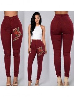 Jeans Fashion Sexy Women Skinny Floral Applique Jeans Slim High Waist Stretch Pencil 2019 NEW Pants Plus Size Pencil Pants m8...