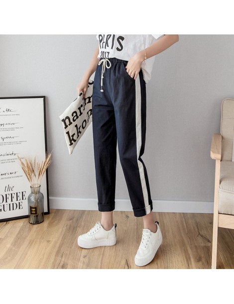 Pants & Capris Cotton Linen Ankle Length Pants Women's Spring Summer Casual Trousers Pencil Casual Pants Striped Women's Trou...