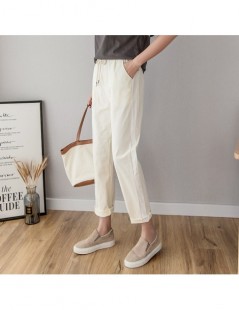 Pants & Capris Cotton Linen Ankle Length Pants Women's Spring Summer Casual Trousers Pencil Casual Pants Striped Women's Trou...