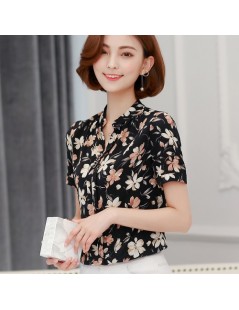 Blouses & Shirts 2019 summer chiffon office lady blouse women shirt fashion short sleeve stripe women's clothing women's tops...