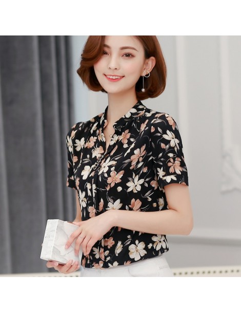 Blouses & Shirts 2019 summer chiffon office lady blouse women shirt fashion short sleeve stripe women's clothing women's tops...