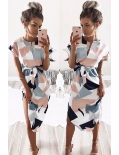 Dresses Summer Women Beach Dress Boho Print Batwing Short Sleeve Tunic Bandage Bodycon Dress Midi Sheath Party Dress Vestidos...