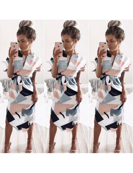 Dresses Summer Women Beach Dress Boho Print Batwing Short Sleeve Tunic Bandage Bodycon Dress Midi Sheath Party Dress Vestidos...