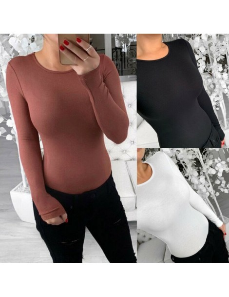 Bodysuits Fashion Women Long Sleeve Bodysuit Sexy Leotard Bodycon Jumpsuit Romper Top Blouse Solid - B - 5Y111226727061-2 $14.31