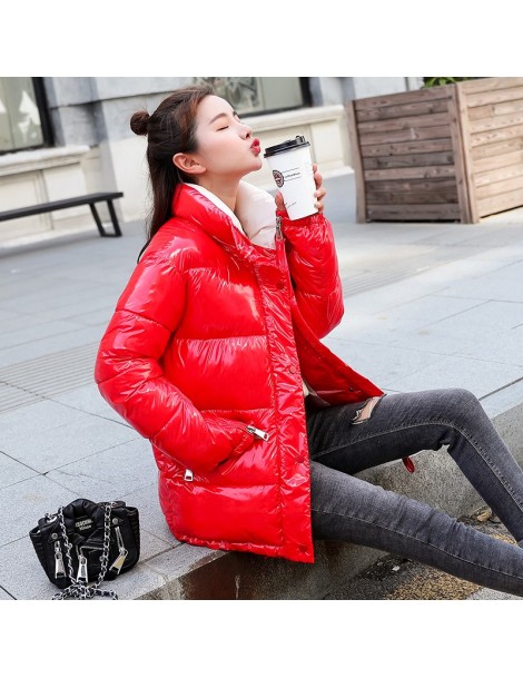 Parkas 2019 New Fashion Metal Solid Black Red Bright Jackets Coats Women's Winter Warm Down Cotton Padded Long Parkas Outwear...