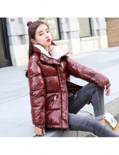 Parkas 2019 New Fashion Metal Solid Black Red Bright Jackets Coats Women's Winter Warm Down Cotton Padded Long Parkas Outwear...