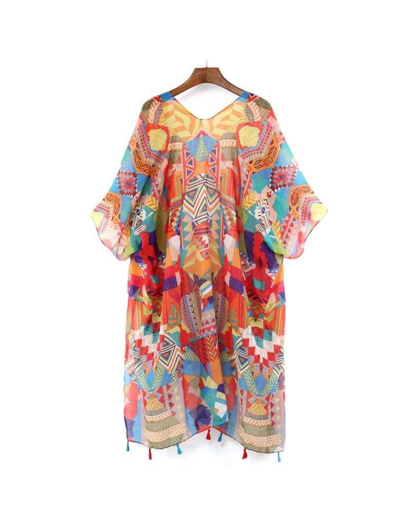 Boho Irregular Blouses Printed Kimono Cardigan 2019 Summer Women Blusas ...