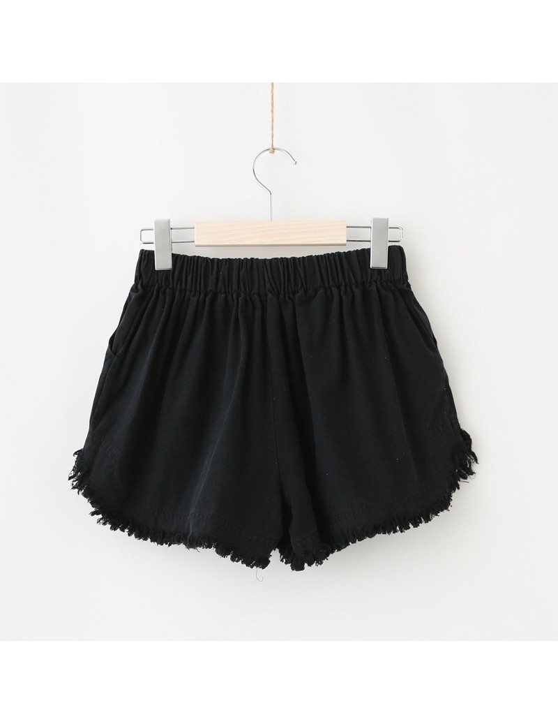 Basic Frayed Cotton Shorts Women Solid Wide Leg Shorts Summer Casual ...