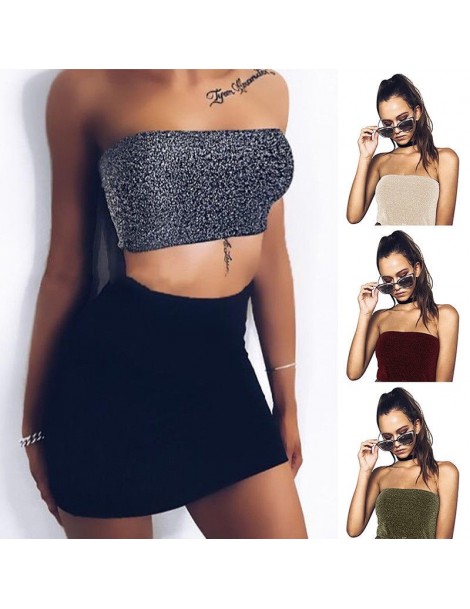 Tank Tops New Fashion Sexy Womens Sequins Glitter Shinny Tank Tops Cami Off Shoulder Sleeveless T-Shirt Summer Button Vest Cr...