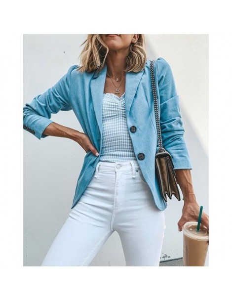 Blazers New Women Solid Color Blazer Jacket 2019 Fashion Slim Blazers Coats Autumn Office Ladies Button Long Sleeve Jackets O...