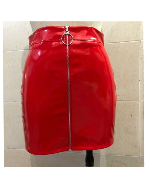 Skirts 2018 New Fashion Skirt Women Zipper PU Leather Pencil High Waist Mini Skirt Sexy Bodycon Office Lady Skirt 5 Color - B...