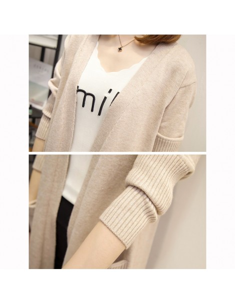 Cardigans New Women Spring/Autumn Sweater Long Cardigan Jacket Korean Slim Pocket Loose Pull Knit Sweater Outwear Coat Casual...