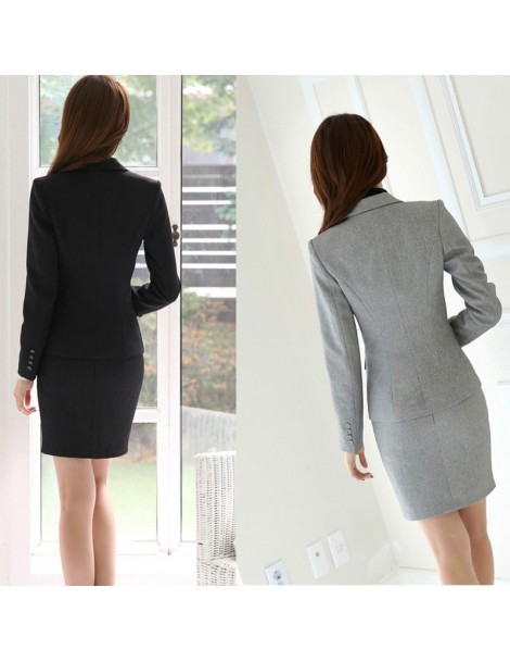 Skirt Suits Office Uniform Designs Women Skirt Suit 2019 Costumes for Womens Business Suits Skirts with Blazer Black Gray Plu...