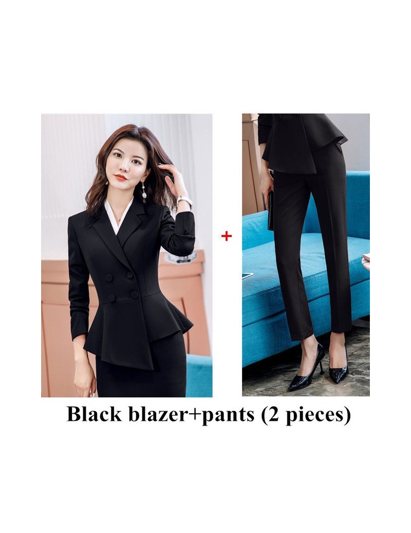 Women Red Blazer Slim Spring Autumn New Elegant Office Lady Work Suit  Ruffled Double Breasted Blazer Solid Dushicolorful