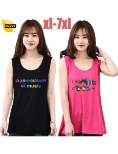 Tank Tops XL-7XL tank top plus size women tops 2018 new summer modal tshirt ladies print bottom U-collar bottoming print T sh...