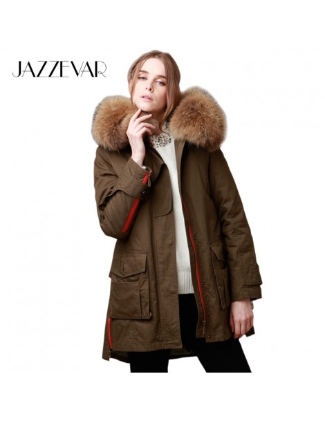 Parkas 2019 New winter jacket coat women's parkas army green Large raccoon fur collar hooded woman outwear loose clothing - a...