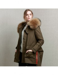 Parkas 2019 New winter jacket coat women's parkas army green Large raccoon fur collar hooded woman outwear loose clothing - a...