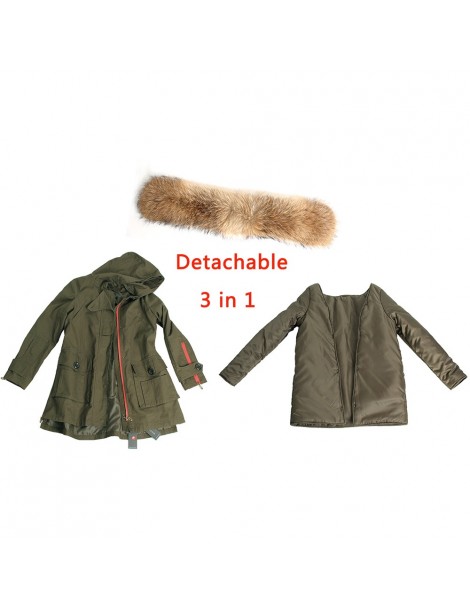 Parkas 2019 New winter jacket coat women's parkas army green Large raccoon fur collar hooded woman outwear loose clothing - a...