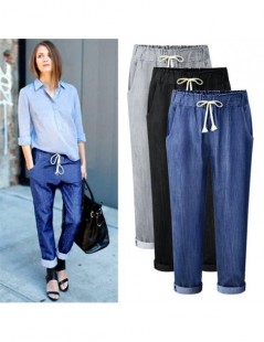 Jeans Plus Size M-6XL 7XL Jeans 2019 Casual Loose Elastic Waist Loose Trousers Women Autumn Solid Color Cotton Pencil Pants B...