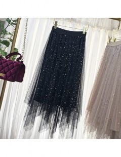 Skirts Fashion Sequin Velvet Tulle Skirts Women 2019 Autumn High Waist Pleated Midi Long Skirts Female Asymmetrical Tutu Skir...