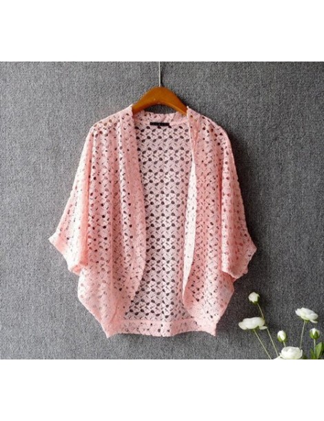 Shrugs Women Lace Shrug Cute Casual V-Neck Batwing Sleeve Crocheted Hollow Out Lace Open Cardigan Solid Color Open Stitch Fem...