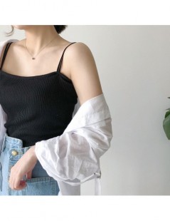 Tank Tops 2019 Autumn Winter Bottoming Tops Undershirts Solid Color Sexy Casual Camis Sling Tank Tops Knitting Elasticity Fas...