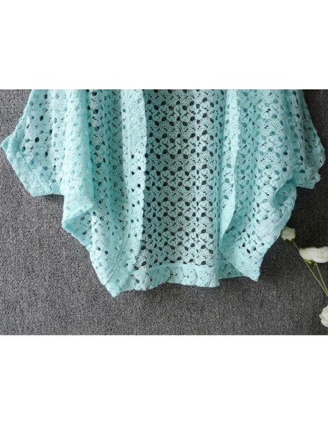 Shrugs Women Lace Shrug Cute Casual V-Neck Batwing Sleeve Crocheted Hollow Out Lace Open Cardigan Solid Color Open Stitch Fem...