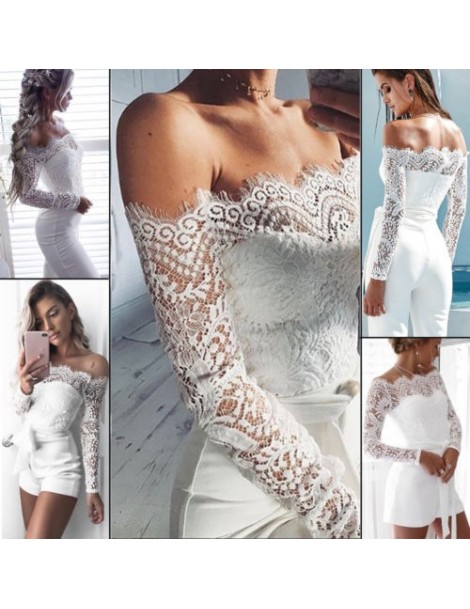 Bodysuits Sexy Women Lace Ladies Summer Clubwear Playsuit Party Romper Long Trousers Slim Strap Jumpsuit - White - 4R39662344...