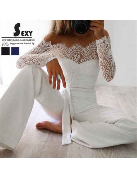 Bodysuits Sexy Women Lace Ladies Summer Clubwear Playsuit Party Romper Long Trousers Slim Strap Jumpsuit - White - 4R39662344...