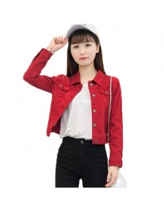 Jackets Fashion Spring Denim Jacket Women Slim Short Jeans Outwear White Red Female Jackets Basic Ladies Coat Jeans Jaqueta F...