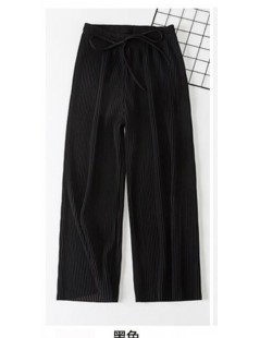 Pants & Capris girl pants Lace-up nine-point chiffon pleated wide-leg pants women loose high waist slim casual flared women p...